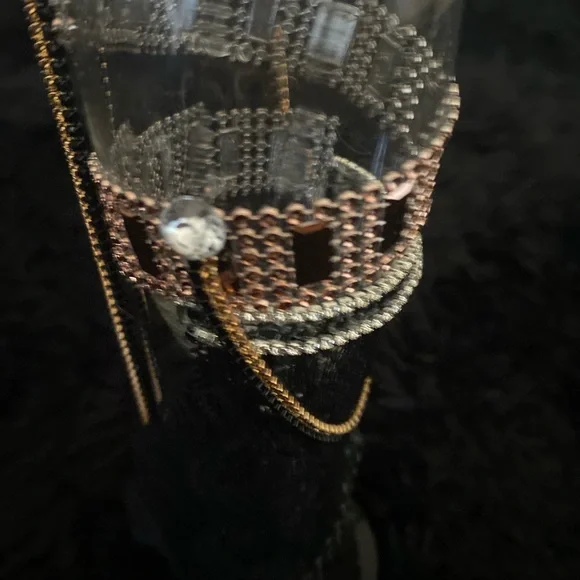 Black and Rose Gold Bling Wine Glass Set, His and Hers Elegant Wine Glasses - Picture 12 of 17